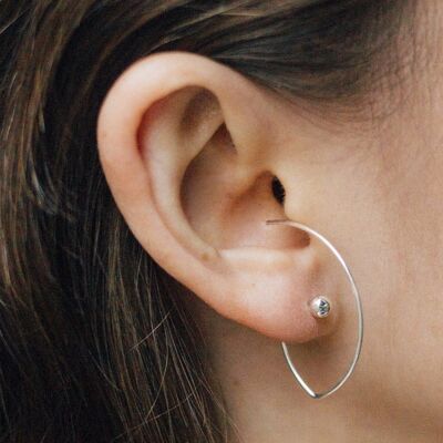Sterling Silver Illusion Ball Hoop Earrings - Gold