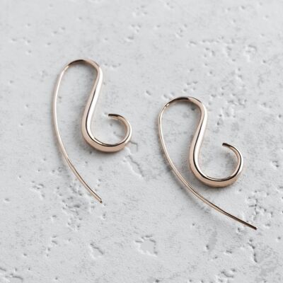 Rose Gold Spiral Drop Hook Earrings - 18k Rose Gold Plated