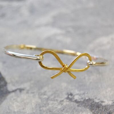 Bow Silver Bangle - Sterling Silver & 18K gold Plated