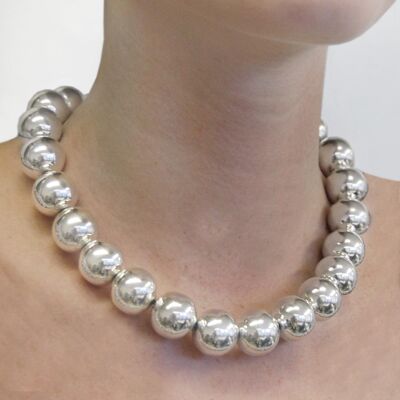 Silver Chunky Ball Necklace - 14mm