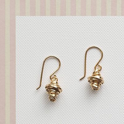 Rose Gold Coil Silver Drop Charm Earrings - 18k Rose Gold Plated - Drop Earrings
