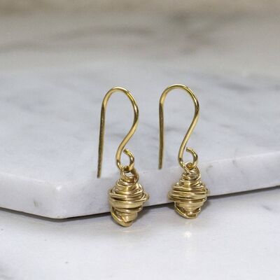 Aretes de gota de plata en espiral de oro rosa - Chapado en oro rosa de 18 k - Conjunto de collar + gota