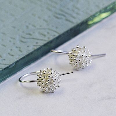 Dandelion Silver Flower Drop Earrings - Sterling Silver