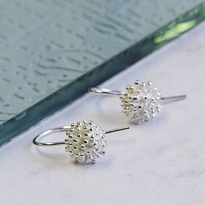 Dandelion Silver Flower Drop Earrings - Rose Gold
