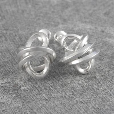 Modern Knot Silver stud Earrings - studs