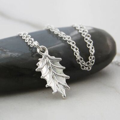 Holly Leaf Silver Stud Earrings - Necklace