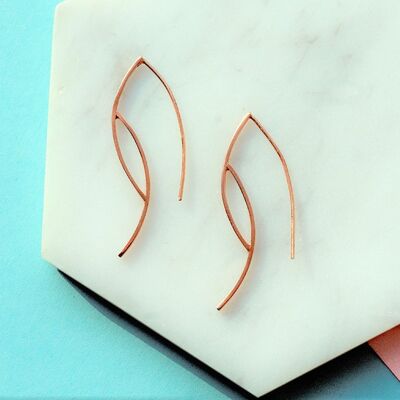 Ellipse Sterling Silver Drop Earrings - Rose Gold plated