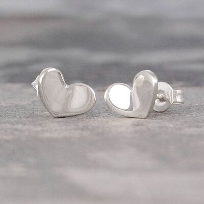 Sterling Silver Heart Earrings - 18k Rose Gold