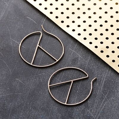 Geometric Gold Circular Wire Hoop Earrings - Yellow Gold