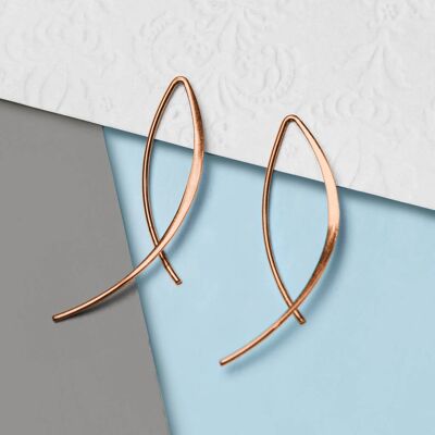 Pendientes colgantes Wishbone de oro rosa - Chapado en oro rosa de 18 k