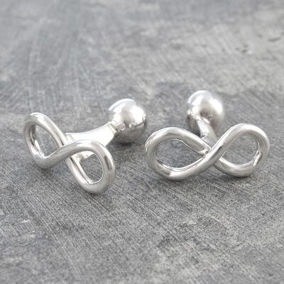 Boutons de manchette Infinity Silver Knot