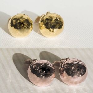 Boucles d'oreilles à clip texturées avec bouton en or rose - Or rose martelé