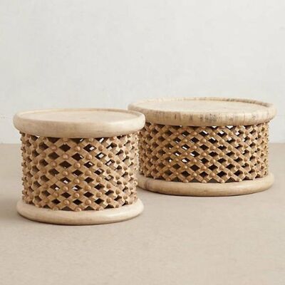 Beige wooden stool 90 cm