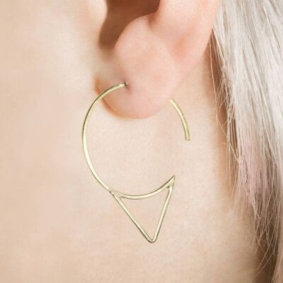 Silver Triangle Ear Cuff Earrings - Single Earring - Small (7.5cm)