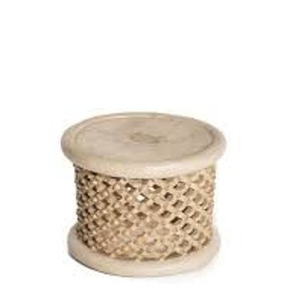 Beige wooden stool 60 cm