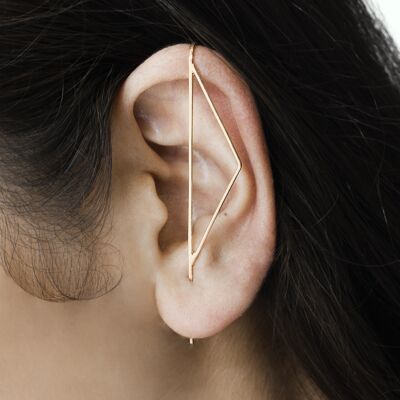 Rose Gold Triangle ear Climber - Rose Gold Single Earring - Large (8cm)