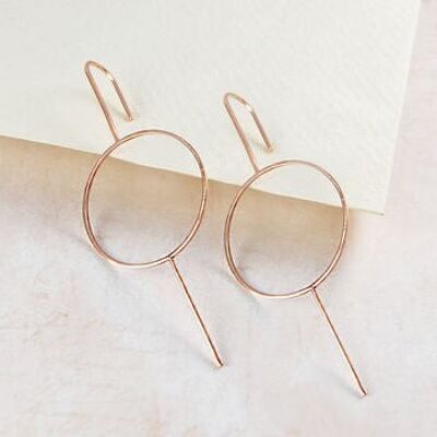 Rose Gold Circle Ear Climber - Yellow Gold Pair - Large (8 cm)