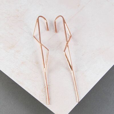 Double Triangle Rose Gold Ear Climbers - 18K Yellow Gold Large (8 cm) - Single