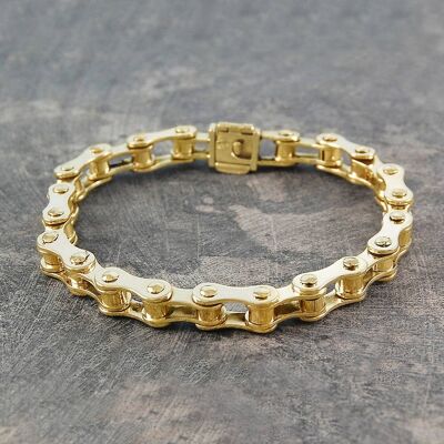 Mens Bike Chain Gold Bracelet - 20.5cm- (MADE TO ORDER)