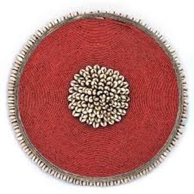 Pearl and red cowrie shield 40 cm