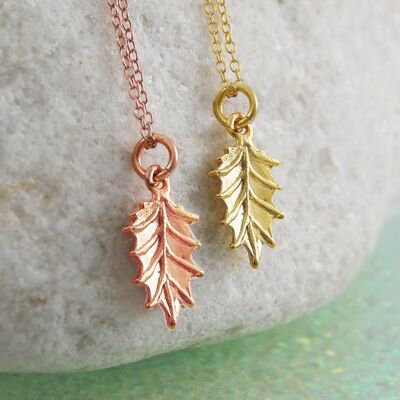 Gold Holly Christmas Necklace - Necklace+Drop Set - 18k Rose Gold Plated