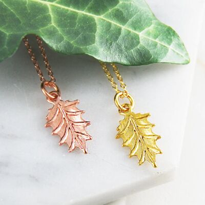 Holly Leaf Rose Gold Stud Earrings - Necklace+Stud Set - 18k Gold Plated