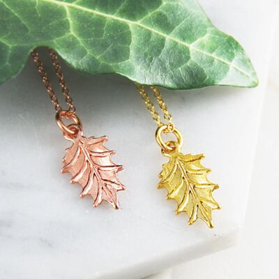 Holly Leaf Gold Stud Earrings - Necklace+Stud Set - 18k Gold Plated
