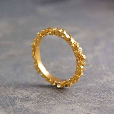 Pyrite Contemporary Gold Ring - Rose Gold