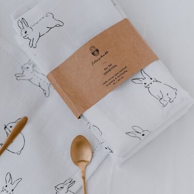 LINEN NAPKIN RABBITS IN A SET OF 4