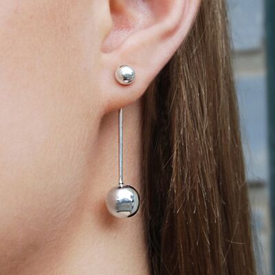 Silver Ball Ear Jackets - Rose Gold