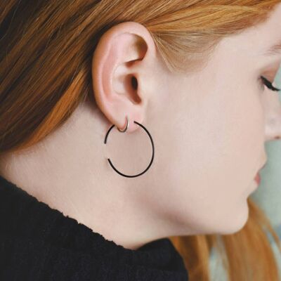 Rose Gold Round Ear Cuff Earrings - Single - Rose Gold Vermeil - Heart Design