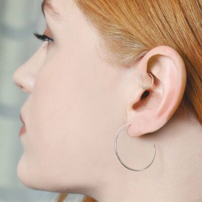 Rose Gold Round Ear Cuff Earrings - Single - Yellow Gold Vermeil - Triangle Design