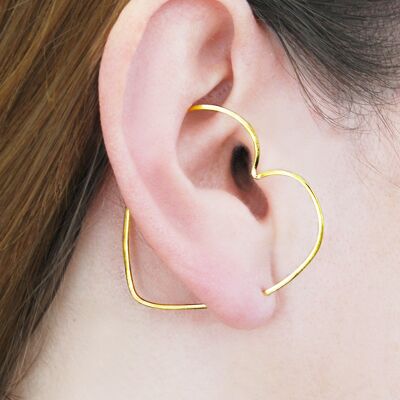 Gold Heart Ear Cuffs - Single - Yellow Gold Vermeil - Square Design