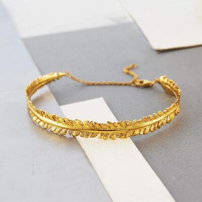 Bracciale con polsino in oro felce - argento sterling