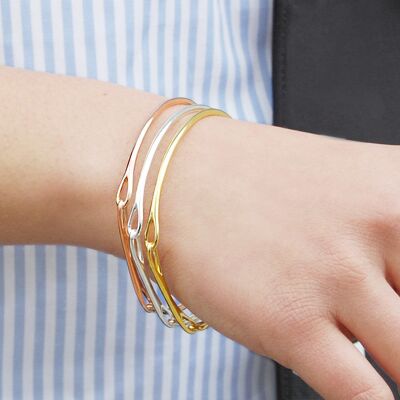 Gold and Silver Bar Bangles - Rose Gold Vermeil