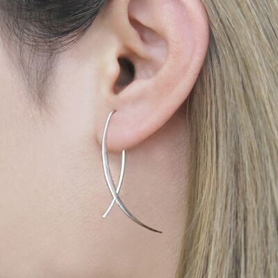 Overlap Silver Drop Earrings - Rose Gold