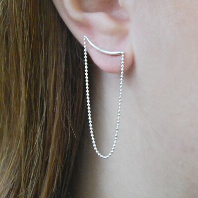 Gold Chain Stud Drop Earrings - Rose Gold Vermeil