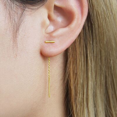 Rose Gold Sterling Silver Bar Threader Earrings