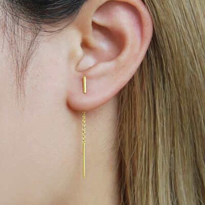 Ear Cuffs Cuadrados de Oro - Sueltos - Plata Vermeil Amarilla - Diseño Cuadrado
