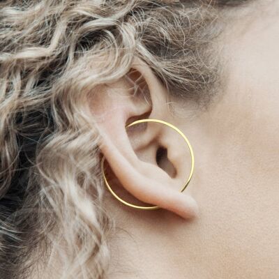 Round Gold Ear Cuff - Pair - Yellow Gold Vermeil - Triangle Design