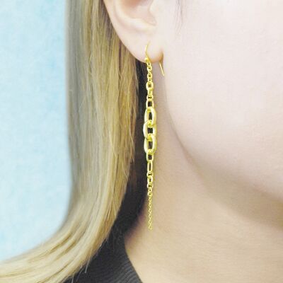 Multi Chain Gold Drop Earrings - Yellow Gold Vermeil