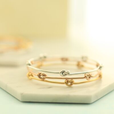 Friendship Knot Gold Stacking Bangle - Small - Rose Gold Vermeil