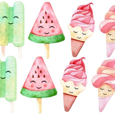 Stickers vinyle ice cream multicolor