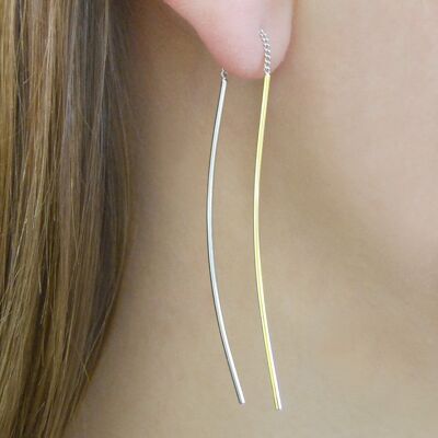 Gold and Rose Gold Minimal Drop Threader Earrings - Sterling Silver