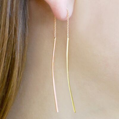 Threader Rose Gold Drop Earrings - Rose Gold Vermeil