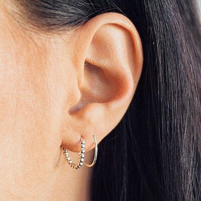 Illusion Beaded Double Hoop Spiral Single Piercing Earrings - Gold