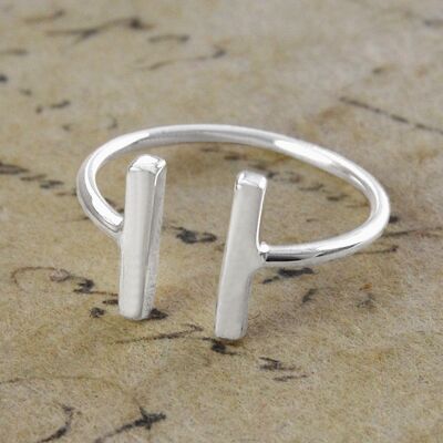 Minimal Bar Geometric Silver Ring - Bangle