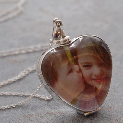Medallón de corazón de plata vintage - Chapado en oro rosa de 18 k - Extensión de 16 "+ 2"