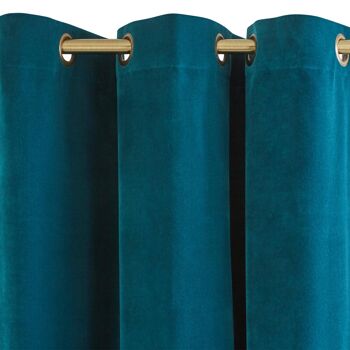 Rideau à oeillets dorés DARIO Bleu turquoise foncé 137x350 cm 2