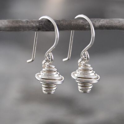 Coiled Silver Drop Earrings - Drop Earrings & Pendant Set